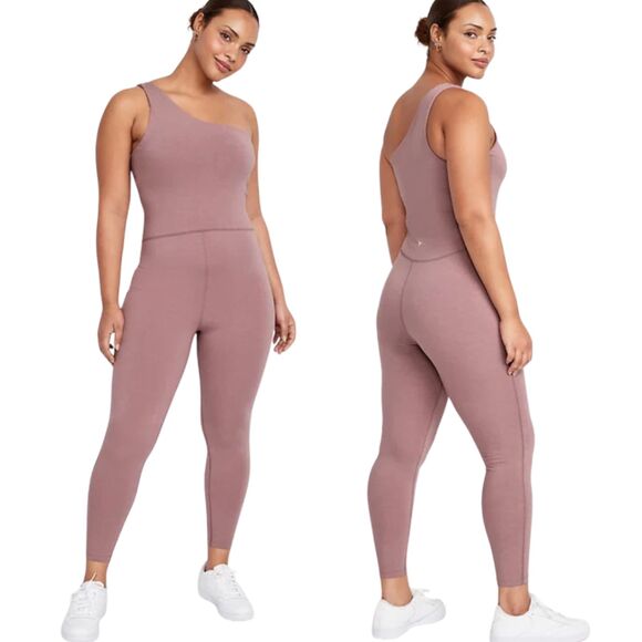 OLD NAVY Mauve Pink One Shoulder Powerchill Athletic Jumpsuit Women Medium NWOT - Picture 2 of 15